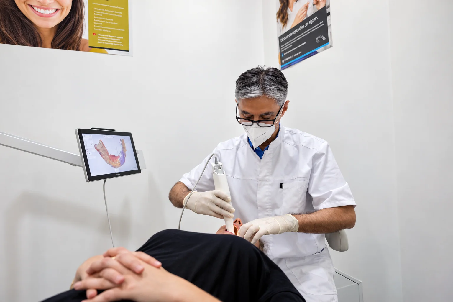 Le Dr Soheili réalise une empreinte numérique 3D lors d'une consultation
